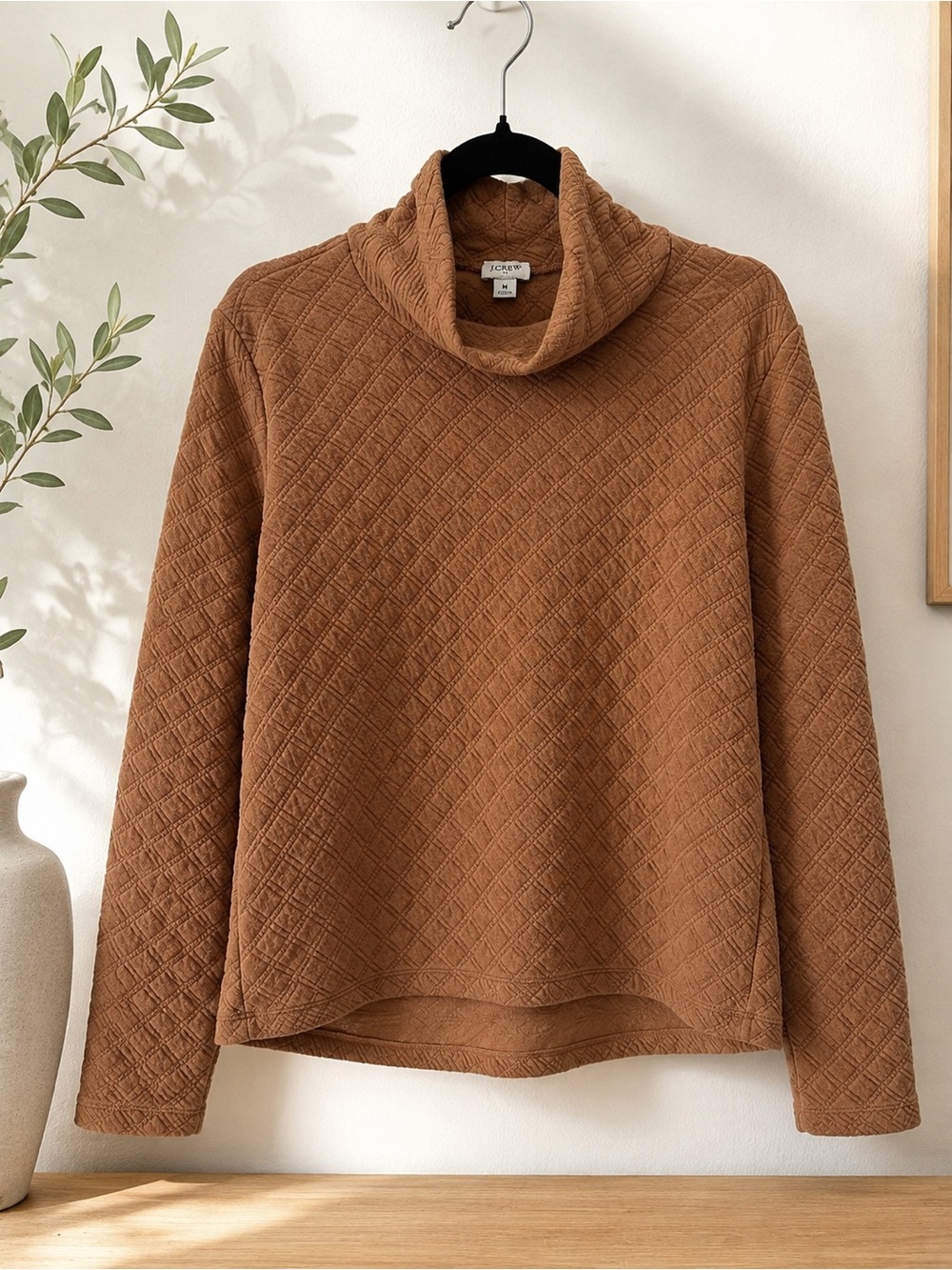 J.Crew Camel Textured Cowl Neck Pullover M